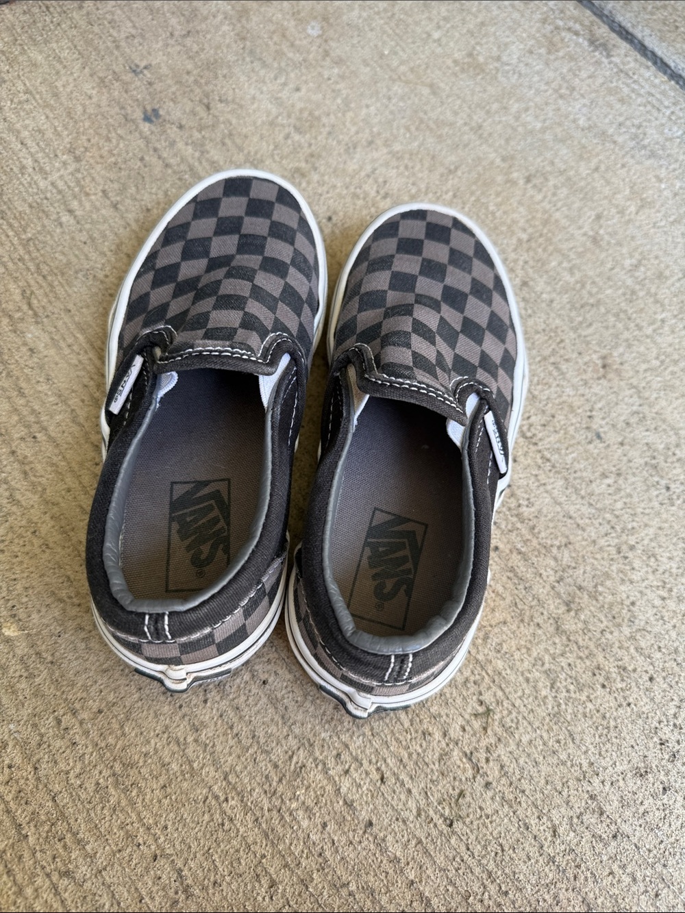 Vans Kids Checkerboard Slip-On Sneakers - Brown & Black